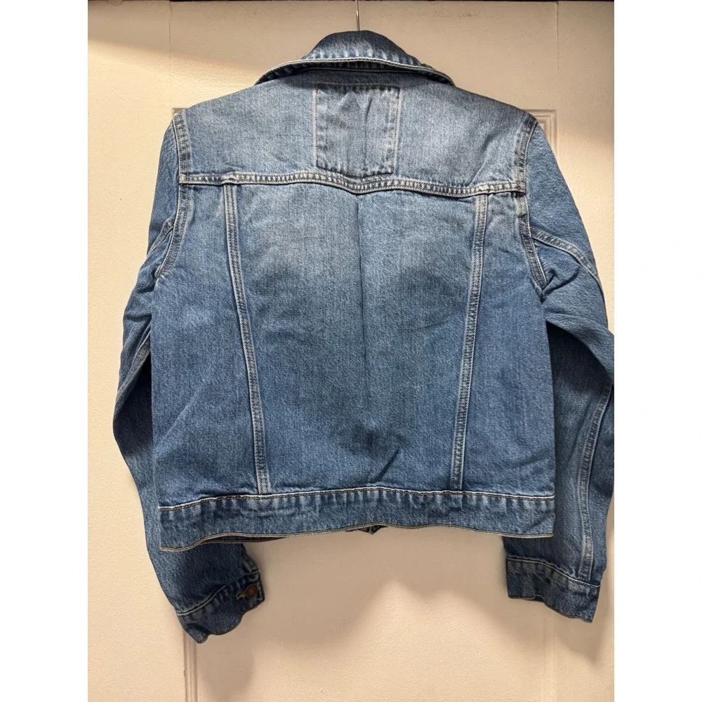 Michael Kors Womens Denim Trucker Jacket Medium Wash Blue Cotton Tencel Size‎ S